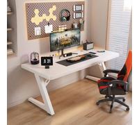 NOBBAT Escritorio Para Computadora, Escritorio Para Juegos, Escritorio De Estudio, Capacidad De Carga 300kg, Grosor De La Superficie 25 Mm, Brazo Para Monitor, Resistente A Arañazos(White+White Frame,