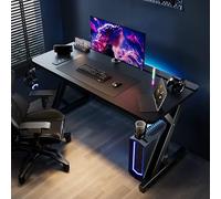 NOBBAT Escritorio para computadora, Escritorio para Juegos, Escritorio para computadora de Oficina en casa, Escritorio para teletrabajo, Escritorio para PC, Mesa de Trabajo para PC(Negro,140x60x75cm)