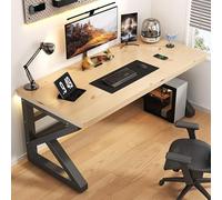 NOBBAT Escritorio Para Computadora, Escritorio Para Teletrabajo, Mesa De Trabajo Para PC, Capacidad De Carga De 300 Kg, Madera Maciza, Grosor De La Superficie De 5 Cm, Compacto, Ahorra Espacio(Natural