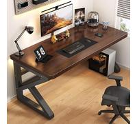 NOBBAT Escritorio Para Computadora, Escritorio Para Teletrabajo, Mesa De Trabajo Para PC, Capacidad De Carga De 300 Kg, Madera Maciza, Grosor De La Superficie De 5 Cm, Compacto, Ahorra Espacio(Dark wa