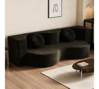NOBBAT Sofá Cama Plegable De Tres Secciones, Sofá Cama Futón, Sofá De Pana, Funda Lavable, No Requiere Montaje, Ideal para Sala De Estar, Dormitorio O Salón(Starry Night Black,150cm(59"))