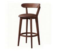 NOBBAT Taburetes de Bar de Madera Maciza, Estilo nórdico, con Altura de mostrador, cojín de Asiento Grueso y Respaldo. Ideales para cocinas y restaurantes(Brown2,Seating Height 70cm)