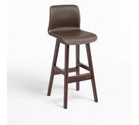 NOBBAT Taburetes de Bar de Madera Maciza, sillas de Altura de mostrador, cojín de Asiento Grueso con Respaldo, Ideales para cocinas y restaurantes(Brown Legs+Coffee,60cm)