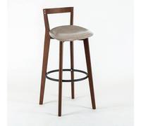 NOBBAT Taburetes de Bar de Madera Maciza, sillas de Altura de mostrador, cojín de Asiento Grueso con Respaldo, Ideales para cocinas y restaurantes(Brown-7,Seating Height 70cm)