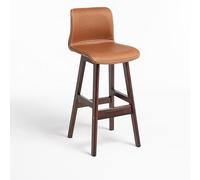 NOBBAT Taburetes de Bar de Madera Maciza, sillas de Altura de mostrador, cojín de Asiento Grueso con Respaldo, Ideales para cocinas y restaurantes(Brown Legs+Orange,60cm)