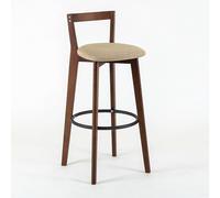 NOBBAT Taburetes de Bar de Madera Maciza, sillas de Altura de mostrador, cojín de Asiento Grueso con Respaldo, Ideales para cocinas y restaurantes(Brown-11,Seating Height 70cm)