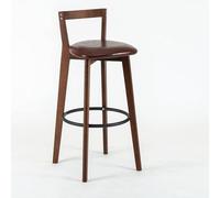NOBBAT Taburetes de Bar de Madera Maciza, sillas de Altura de mostrador, cojín de Asiento Grueso con Respaldo, Ideales para cocinas y restaurantes(Brown-9,Seating Height 60cm)