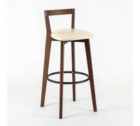 NOBBAT Taburetes de Bar de Madera Maciza, sillas de Altura de mostrador, cojín de Asiento Grueso con Respaldo, Ideales para cocinas y restaurantes(Brown-5,Seating Height 70cm)