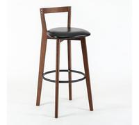 NOBBAT Taburetes de Bar de Madera Maciza, sillas de Altura de mostrador, cojín de Asiento Grueso con Respaldo, Ideales para cocinas y restaurantes(Brown-2,Seating Height 55cm)