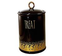 Nobby 82438 Treat - Recipiente para aperitivos (cerámica, 10,5 x 10,5 x 18 cm, 0,85 L), color dorado y negro