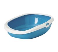 Nobby Caja De Arena Gizmo Azul/Blanco Con Borde Para Gatos, Entrada Fácil