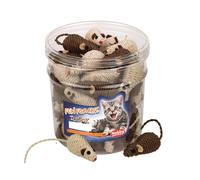Nobby Caja de Juguetes Gato Lata 45 Pzs. 7 cm Ratón de Sisal marrón y beige