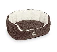 Nobby Cama Acolchada Ovalada de Felpa con cojín Reversible Neiku, 55 x 50 x 21 cm, marrón y Blanco