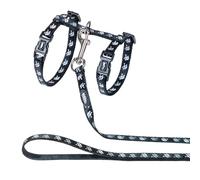 Nobby Conjunto Para Gatos Scull Negro, Ajustable Sin Escalones, Arnes Y Correa