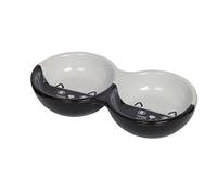 Nobby Cuenco Doble de cerámica para Gatos, Color Negro y Blanco, 22 x 11,5 x 3,5 cm, 1 Unidad
