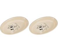 Nobby Cuenco Ovalado de cerámica para Gatos, Color Crema y Beige, 17 x 11 x 2,5 cm (Paquete de 2)
