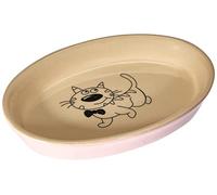 Nobby Cuenco ovalado de cerámica para gatos, color rosa/beige, 17 x 11 x 2,5 cm