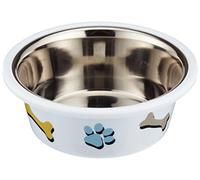 Nobby Cutie - Cuenco de Acero Inoxidable con patrón de Pata, 11,5 cm, Color Blanco