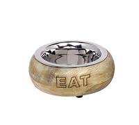 Nobby Eat - Cuenco de Acero Inoxidable con Anillo de Madera (0,37 L, 15,3 cm)