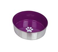 Nobby Heavy Paw, Cuenco Antideslizante de Acero Inoxidable, 23,5 cm, Morado/Plata