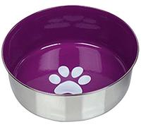 Nobby Heavy Paw - Cuenco Antideslizante para Perros (16,5 cm, Acero Inoxidable), Color Morado y Plateado