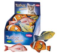 Nobby peces de peluche con catnip seleccionados; Exhibición de 24 unidades, 14,5 + 16,5 cm