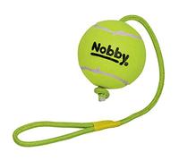 Nobby Pelota de Tenis con Lazo de Lanzamiento, XXL, 12,5 cm, Cuerda de 70 cm, 1 Unidad