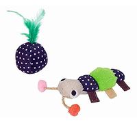 Nobby Tela Gusano y Pelota de Peluche y Catnip, Azul/marrón, 12 cm/5 cm de diámetro, 1 Pieza