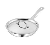 Nobel Sartén Triply de acero inoxidable con tapa de acero inoxidable, 2,5 mm de grosor, compatible con estufa de inducción y gas, sartén para tortillas, sartén para huevos, sartén multiusos (22 cm de