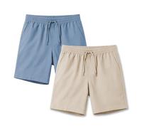 Nobero Pantalones cortos V2 para hombre, pantalones cortos con bolsillo con cremallera, ajuste regular, cintura elástica, tela suave y transpirable, uso diario casual, Azul polvo y lobo ártico, XL