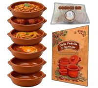 NOBILE LOVELYCARE 6 cacerolas de terracota para horno artesanales de 15 x 5 cm - Revive los sabores tradicionales - Recetario de regalo redescubre sabores antiguos, cocina de la abuela tajín de horno