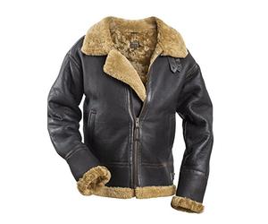 Noble House B-3 Alpha - Chaqueta de piloto para hombre, piel de oveja, marrón oscuro, XL