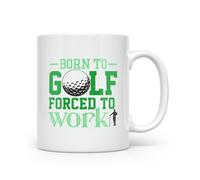 Noble & Page Tazas de golf de cerámica, taza de café y té de 11 onzas con divertidos lemas de golf, aptas para lavavajillas y microondas, regalo para golfistas, fabricado en el Reino Unido (Born to