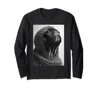 Noble Pug Caballero Medieval Fantasía Surrealista Arte de Perro Peculiar Manga Larga