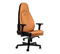 noblechairs Silla ICON Gaming - Silla de oficina - Silla de escritorio - Cuero genuino - Ergonómico - Acolchado de espuma fría - 150 kg - Asiento de carreras de diseño - Coñac / Negro / Gunmetal