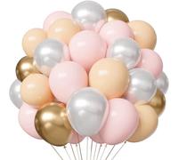 Nobledecor Kit de 55 globos románticos de color rosa champán dorado crepúsculo, globos metálicos de color rosa albaricoque perla blanco para cumpleaños, despedida de soltera, baby shower, boda