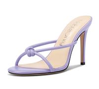 NobleOnly Mujer Alto High Aguja Heel Abierta Redonda Punta Slip-on Nudo Arco Sandalias Fiesta Dress de Boda Zapatos 10 CM Heels Morado 38 EU