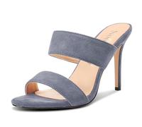 NobleOnly Mujer Redonda Abierta Punta Aguja Alto High Heel Sandalias Casual Dress Slip-on Mules Zapatos 10 CM Heels Gris 42 EU