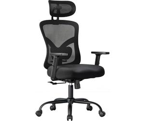 NOBLEWELL Silla de Oficina Ergonómica con Soporte Lumbar, Reposacabezas 2D, Reposabrazos Ajustable, Cojín Mejorado, Inclinación de 130°, Silla para Oficina en Casa