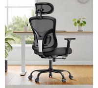 NOBLEWELL Silla de Oficina Ergonómica, Soporte Lumbar Acolchado, Reposacabezas 2D, Reposabrazos Ajustables, Asiento Ergonómico Mejorado, Inclinación Basculante 130°, Oficina Y Gaming