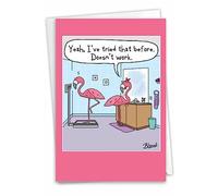 NobleWorks - 1 divertida tarjeta de cumpleaños para mujer con sobre, humor de dibujos animados, tarjeta de celebración de cumpleaños para esposa, mujer, escala de flamenco C3370BDG