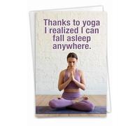 NobleWorks - 1 divertida tarjeta de felicitación de feliz cumpleaños - Tarjeta de felicitación de humor para mujer con sobre - Gracias a Yoga C9359BDG