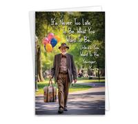 NobleWorks, Divertida tarjeta de felicitación de cumpleaños con sobre de 5 x 7 pulgadas (1 tarjeta) Bday Never Too Late Man C10843BDG