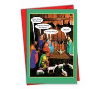 NobleWorks - Funny Merry Christmas Card with Envelope - Xmas Notecard for the Holidays - JesusBoBesus 1348