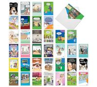 NobleWorks, Juego de 36 cajas surtidas divertidas tarjetas de felicitación de cumpleaños con sobres de 5 x 7 pulgadas (36 diseños, 1 de cada uno) cumpleaños fiesta de mascotas AC10799BDG-B1x36