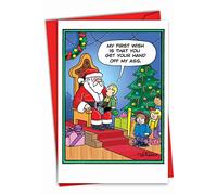 NobleWorks "primer deseo" Funny feliz Navidad Tarjeta de felicitación, 5 "x 7" (1195)