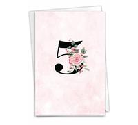 NobleWorks Tarjeta de felicitación de 5º aniversario con sobre de 5 x 7 pulgadas (1 tarjeta) floral pareja 5 C10494MAG