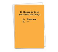 NobleWorks Tarjeta de felicitación de 50 cumpleaños con sobre de 5 x 7 pulgadas (1 tarjeta) cumpleaños 50 cosas que hacer 0870