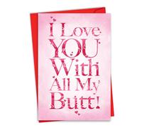 NobleWorks - Tarjeta divertida para el dνa de San Valentνn - Tarjeta de notas de amor de San Valentνn con sobre (1 tarjeta) - All My Butt 2148