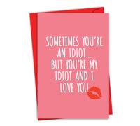 NobleWorks - Tarjeta divertida para el dνa de San Valentνn - Tarjeta de notas de amor de San Valentνn con sobre (1 tarjeta) - My Idiot C8883VDG